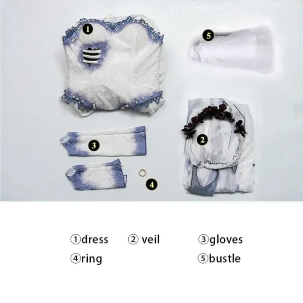 Corpse Bride Emily Cosplay Costume | Movie Outfit
