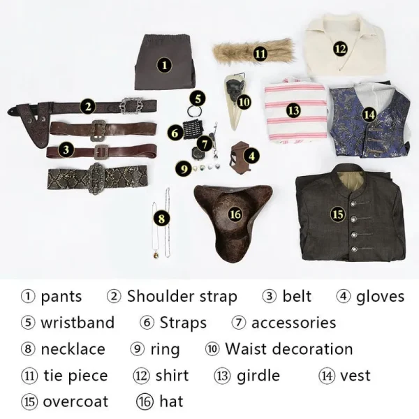 Pirates of the Caribbean Captain Jack Sparrow Cosplay Costume | Movie Outfit