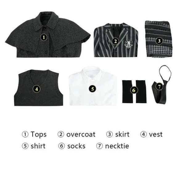 Wednesday Season 2 Wednesday Addams Nevermore Academy Uniform Cosplay Costume | TV Series Outfit