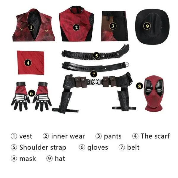 Deadpool & Wolverine Cowboy Deadpool Cosplay Costume | Movie Outfit